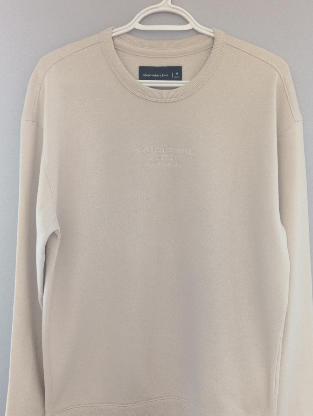 Abercrombie & Fitch Beige Embroidered Logo Crewneck Sweatshirt